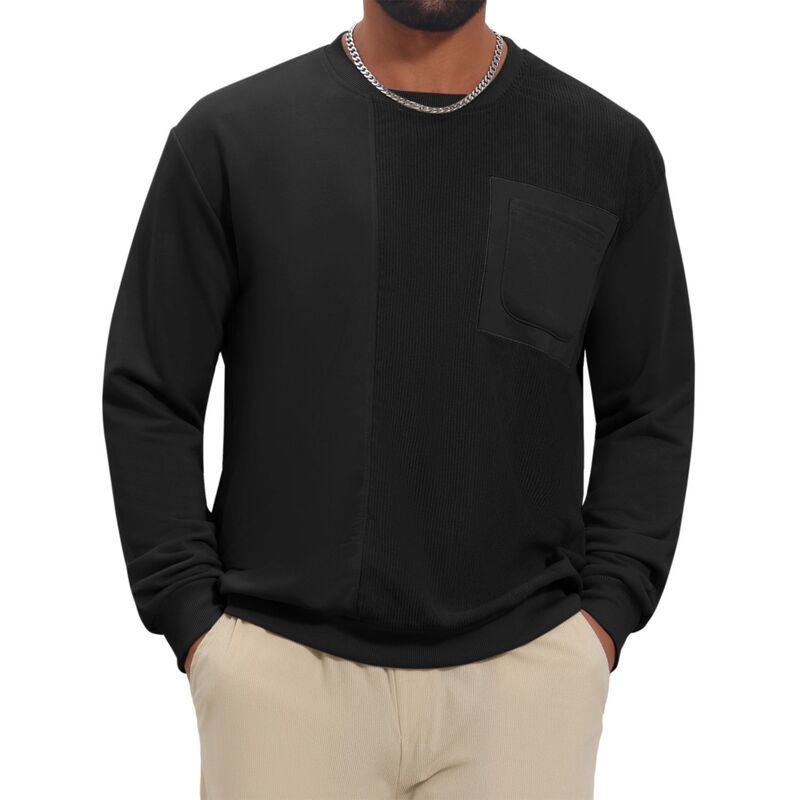 インスパイア シック メンズ アウター ニット・セーター コーデュロイ パッチワーク スウェット シャツ INSPIRE CHIC Mens Corduroy Pullover Patchwork R