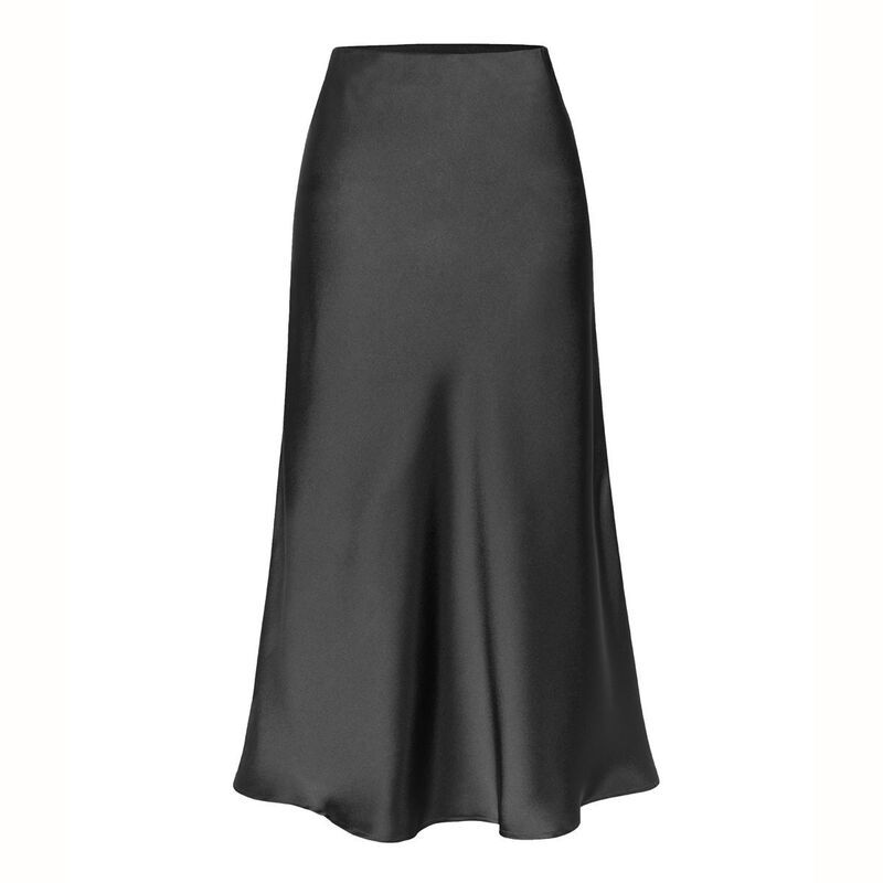 クリアラブ レディース ボトムスカート A ライン ハイウエスト ミディ サテン Clearlove Womensatin High Waist Hidden Elasticized Waistban