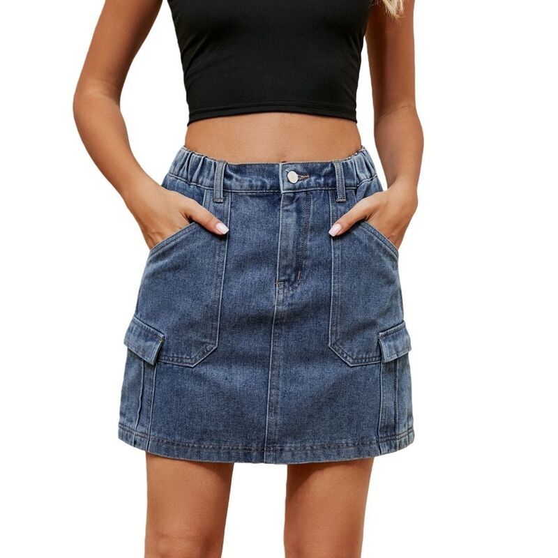 イエスファッション レディース ボトムスカート ミニ デニム Yesfashion Women Denim Stretchy Cargo High Waisted Trendy2K Mini Jean