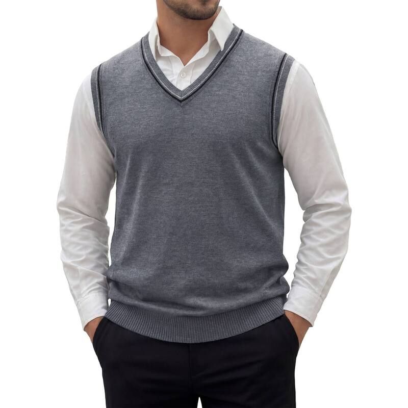 インスパイア シック メンズ アウター ジャケット・ブルゾン Vネック ベスト セーター ノースリーブ ニット INSPIRE CHIC Mens Knitted Sweater Vest V Nec