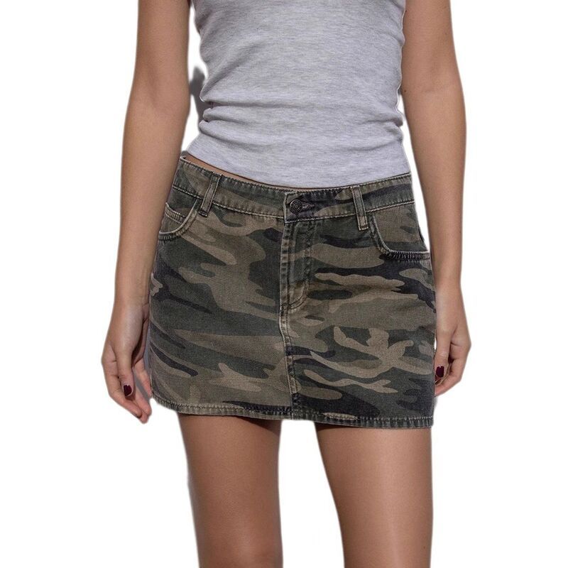 イエスファッション レディース ボトムスカート ミニ Yesfashion Women High Stretchy Lowaist Mini Cargo Skirt with Pockets Army