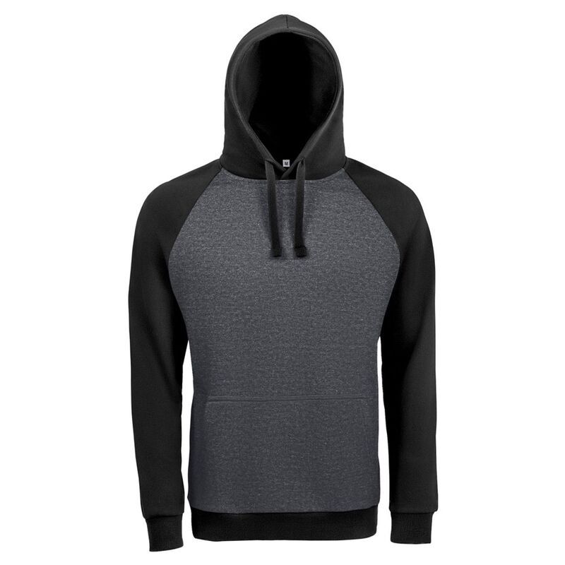 ソルズ メンズ アウター ニット・セーター コントラスト パーカー SOLS Unisex Seattle Contrast Raglan Hoodie Charcoal Marl チャコール