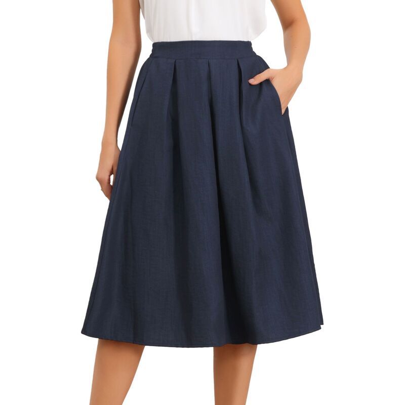 インスパイア シック レディース ボトムスカート ヴィンテージ A ライン プリーツ ミディ INSPIRE CHIC Pleated Skirts for Women High Waisted Vi