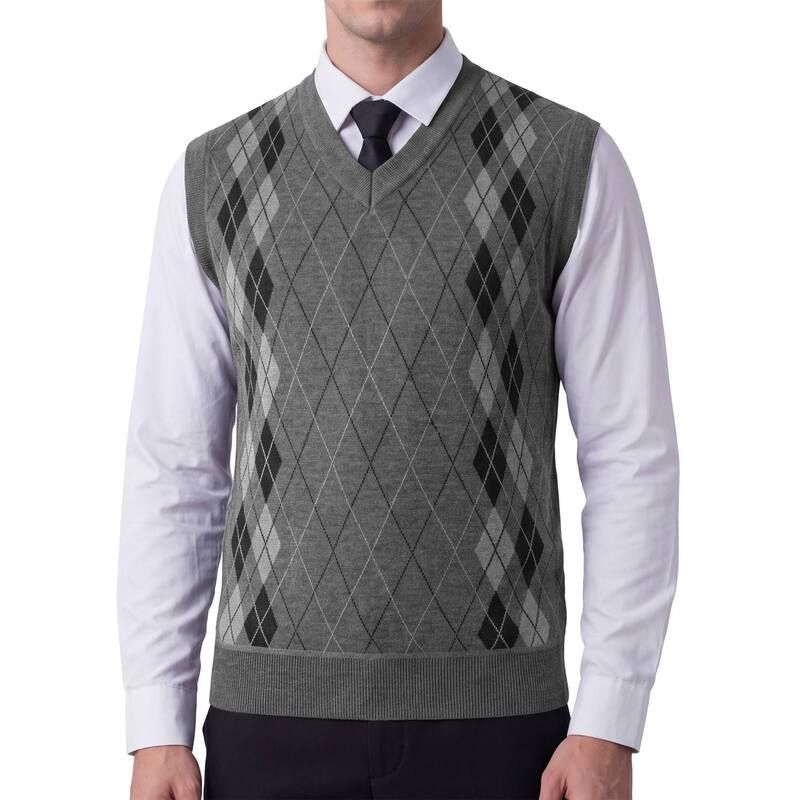 インスパイア シック メンズ アウター ニット・セーター Vネック ベスト ノースリーブ INSPIRE CHIC Mens Classic Sleeveless Pullover VNeck Arg