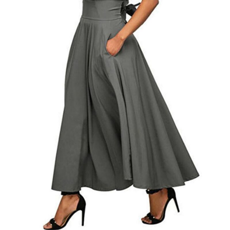 ボディサイズ レディース ボトムスカート A ライン ハイウエスト アンクル マキシ BODDYSIZE Womens Casual Anklengthigh Waist Aline Flowy Lo