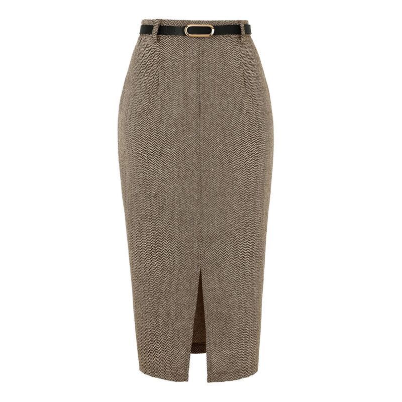 インスパイア シック レディース ボトムスカート ミディ INSPIRE CHIC Midi Pencil Skirt for Women Fall Winter High Waisted Work