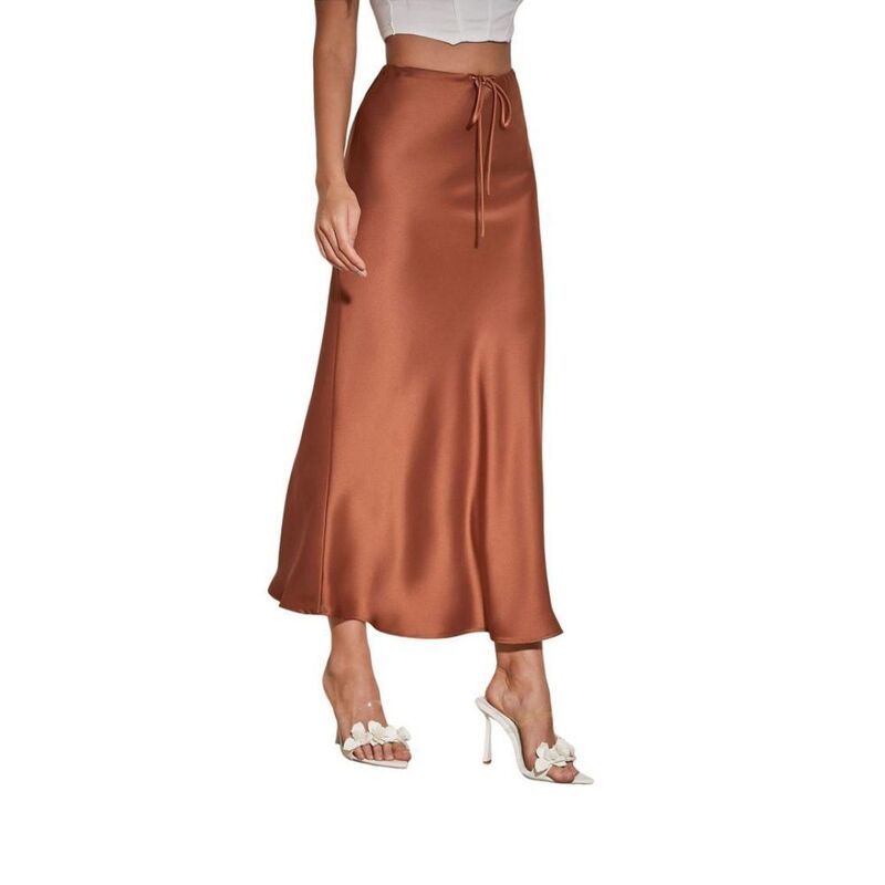 イエスファッション レディース ボトムスカート ハイウエスト Yesfashion Womens High Waistrendy Office Holiday Party Long Drawstrin