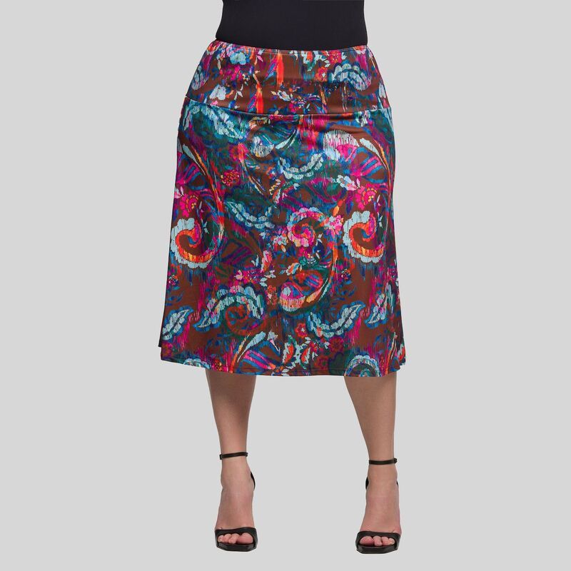 24 セブンコンフォート レディース ボトムスカート ひざ丈 プラスサイズ Plusize 24Seven Comfort Apparel Knee Length Skirt Brown Multi