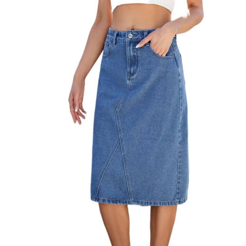 イエスファッション レディース ボトムスカート A ライン ミディ デニム マキシ Yesfashion Womens High Waistedenim Skirt Midi Maxi A Line