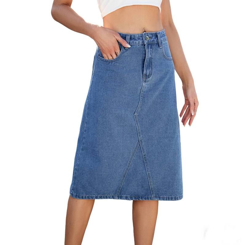 エリートスピリット レディース ボトムスカート A ライン アシンメトリー ミディ デニム EliteSpirit Womensummer High Waisted A Line Boho Denim