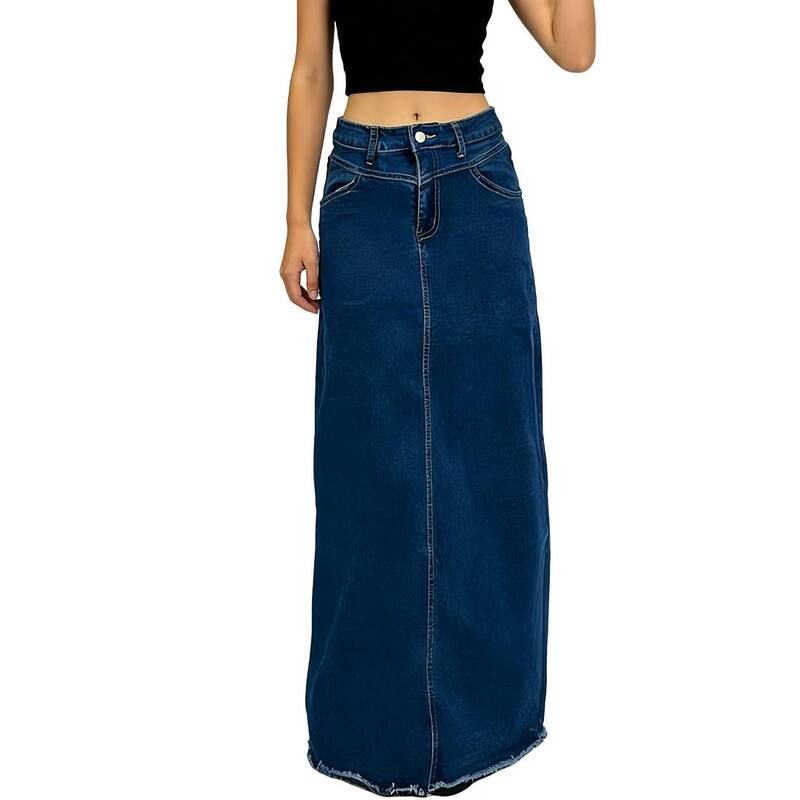 クリアフラワー レディース ボトムスカート A ライン アシンメトリー デニム マキシ ClearFlower Womens Denimaxi Skirt A Line Raw Edge Hem As