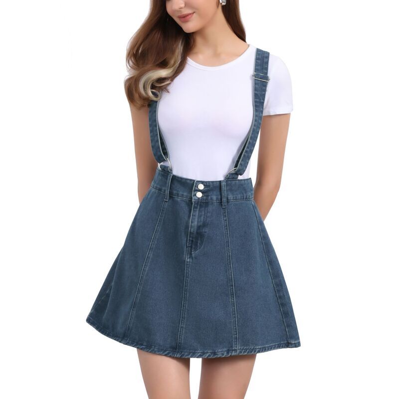 アレグラ ケー レディース ボトムスカート A ライン ミニ コットン ALLEGRA K Womens Washed Cotton Button Front a Line Casual Mini S