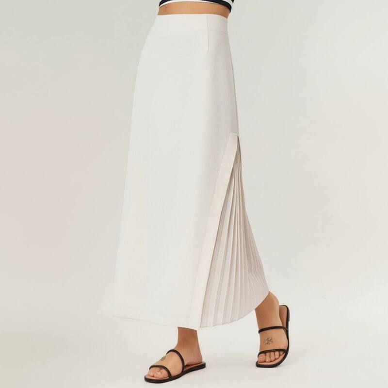 アンナカシ レディース ボトムスカート プリーツ マキシ AnnaKaci Womens Maxi Skirt with Sleek Straight Silhouette and Soft Plea