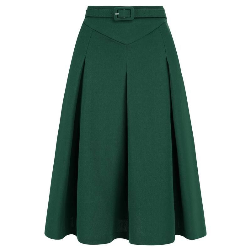 アレグラ ケー レディース ボトムスカート プリーツ ALLEGRA K Womens Casual Belted Waist Pleated Skater Short Skirts Dark Gre