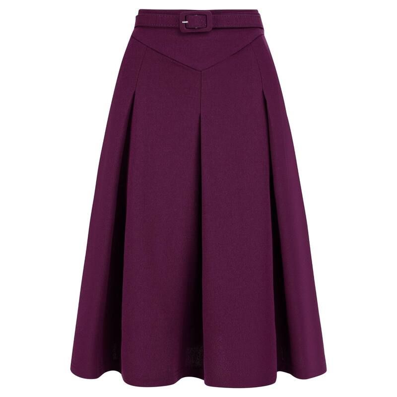 アレグラ ケー レディース ボトムスカート プリーツ ALLEGRA K Womens Casual Belted Waist Pleated Skater Short Skirts Dark Pur