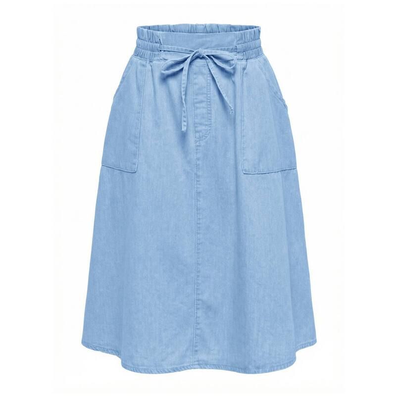 インスパイア シック レディース ボトムスカート A ライン ミディ デニム INSPIRE CHIC Womens Jean Skirts Elastic Waist Casual ALine Mi