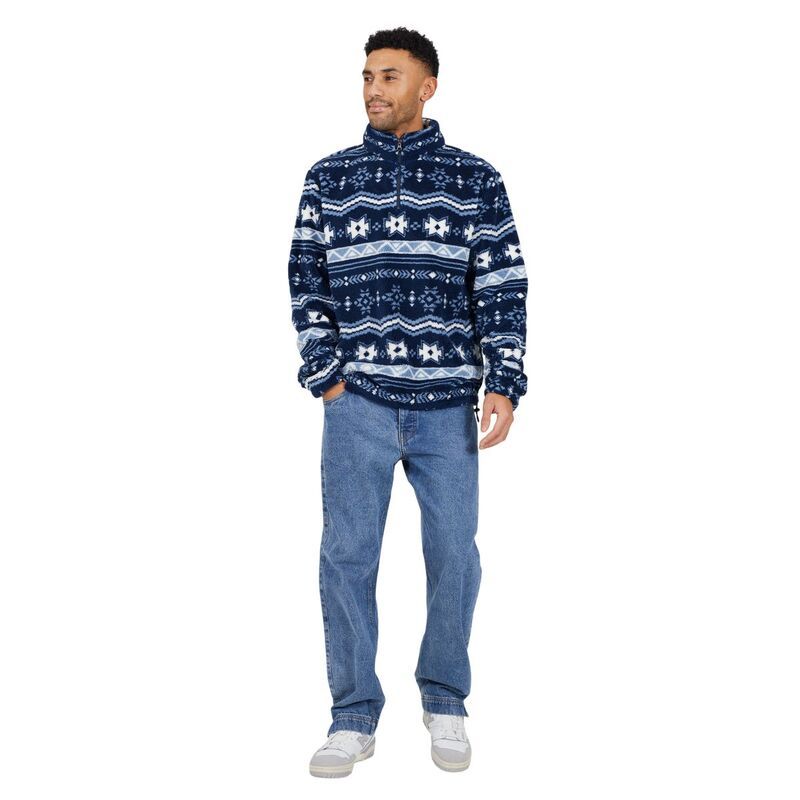 ブレーブソウル メンズ アウター ニット・セーター ハーフジップ フリース Brave Soul Mens Borg Quarter Zip Fleece Navy And Multicolo red