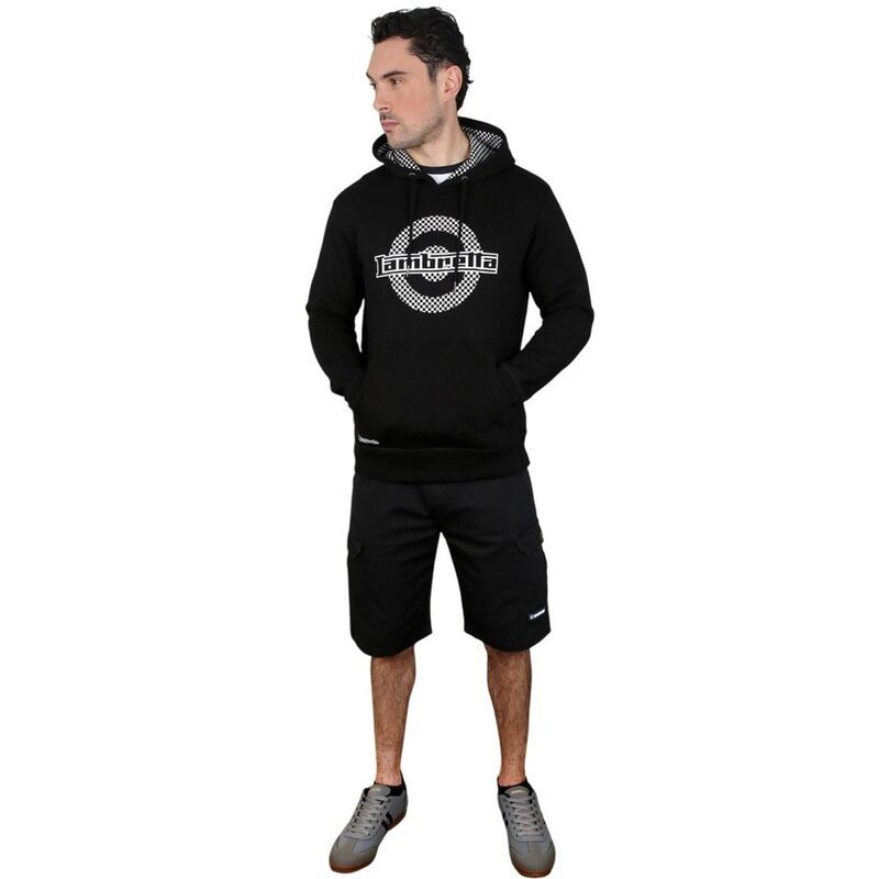 ランブレッタ メンズ アウター ニット・セーター パーカー Lambretta Mens Target Checked Hoodie Black ブラック