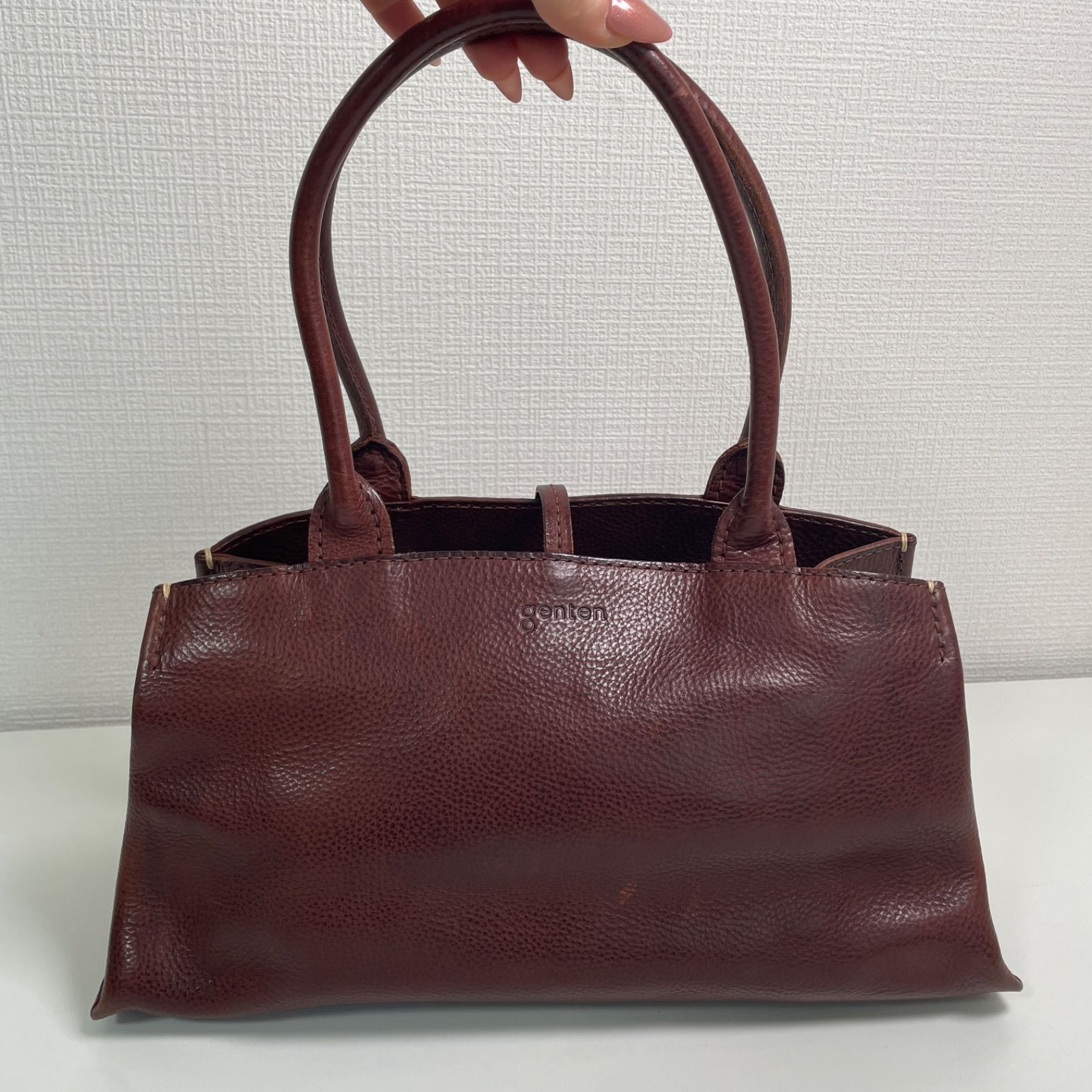 ゲンテン ハンドバッグ ブラウン 美品 レザー genten ヴィンテージ 