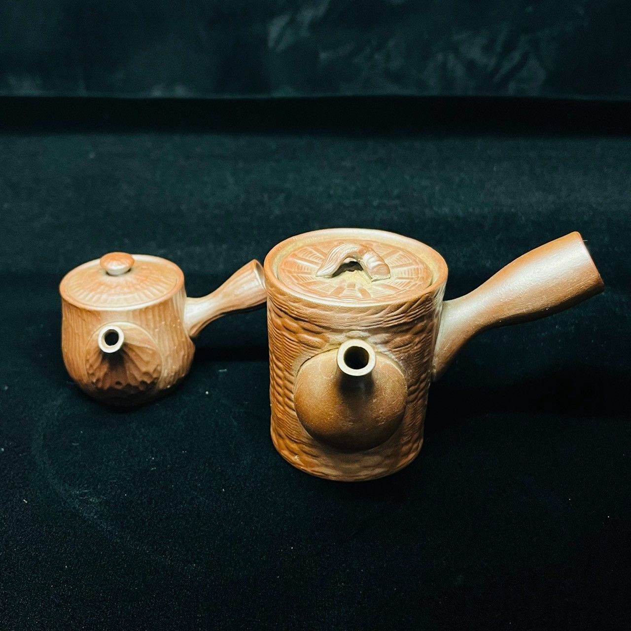 アンティーク 骨董 急須 2点 & 木製 盆 茶道具 煎茶器 レトロ 古道具
