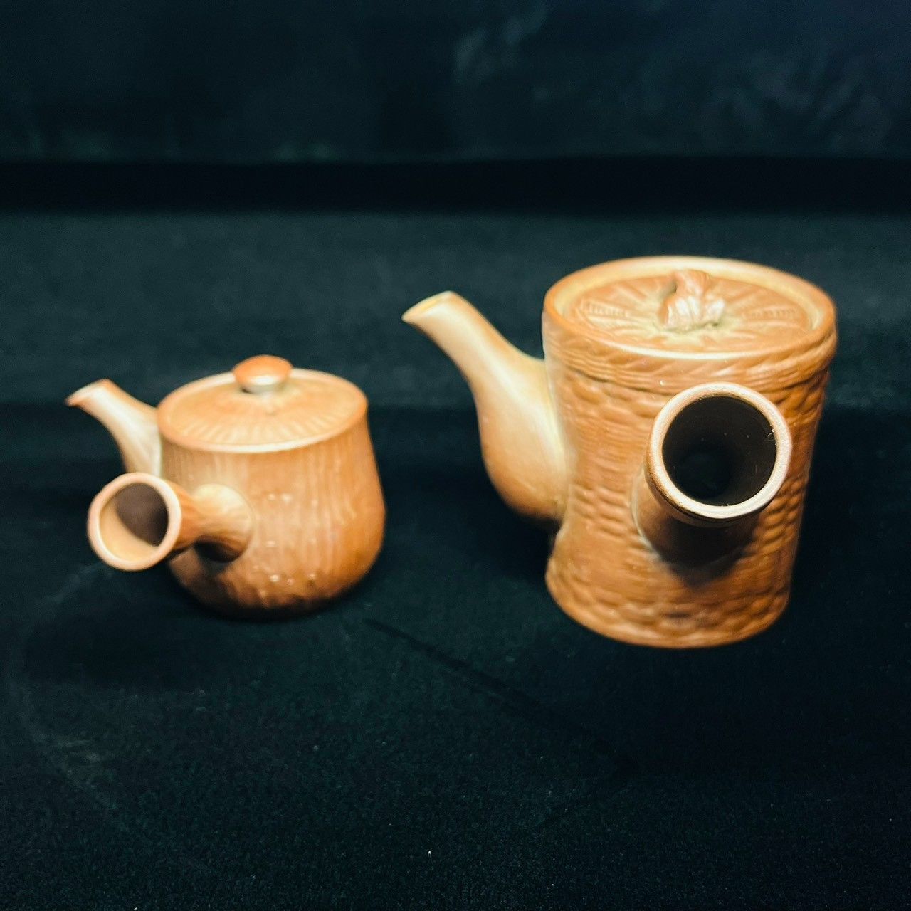 アンティーク 骨董 急須 2点 & 木製 盆 茶道具 煎茶器 レトロ 古道具