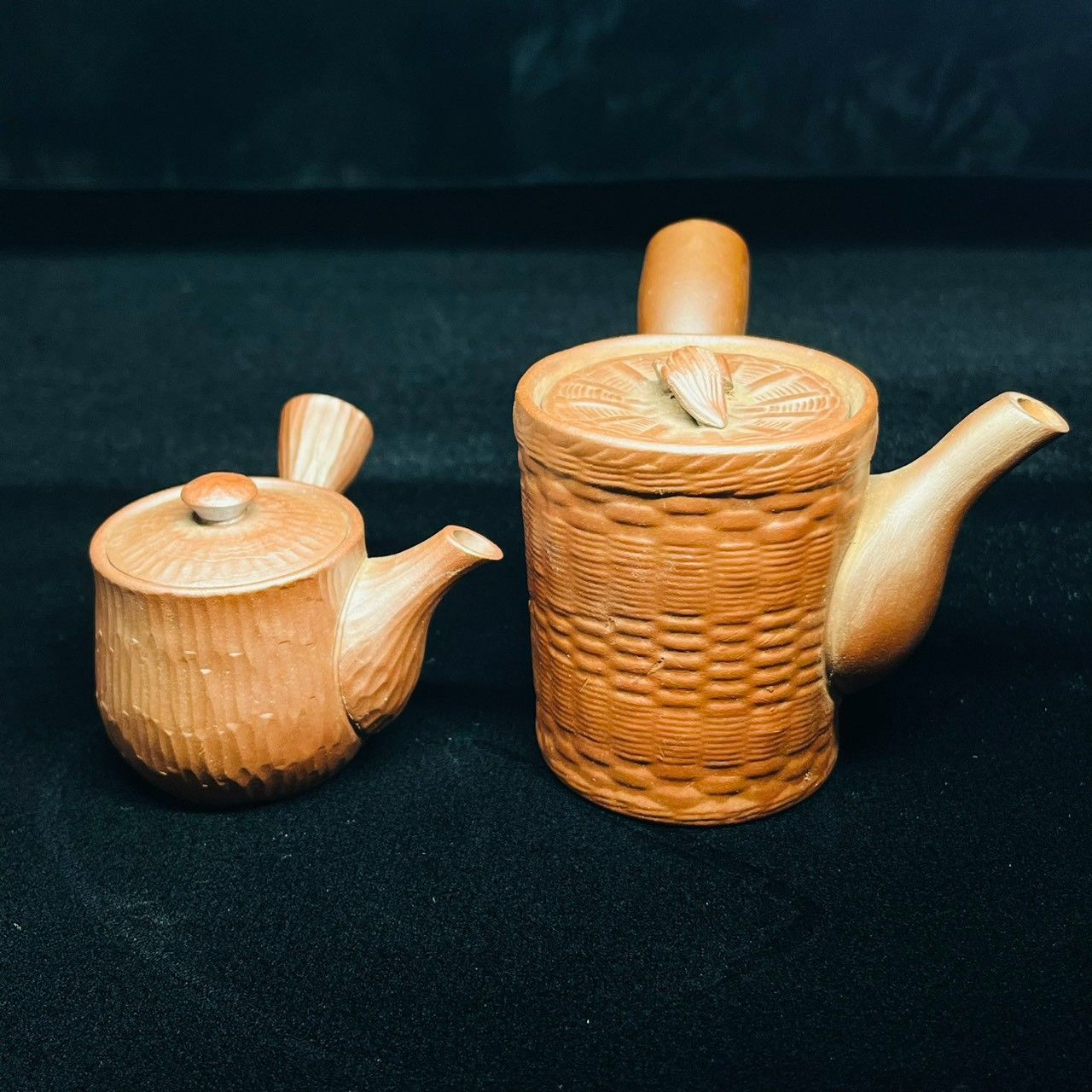 アンティーク 骨董 急須 2点 & 木製 盆 茶道具 煎茶器 レトロ 古道具