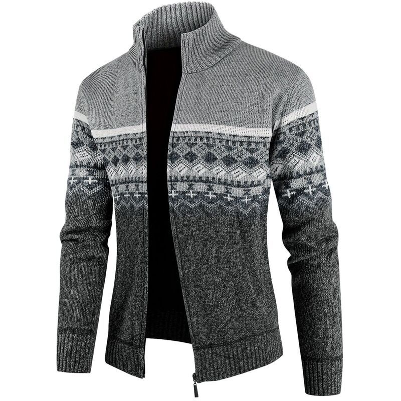 インスパイア シック メンズ アウター ニット・セーター INSPIRE CHIC Mens Casual Stand Collar Long Sleeves Zipper Patterned Kni 14,585円