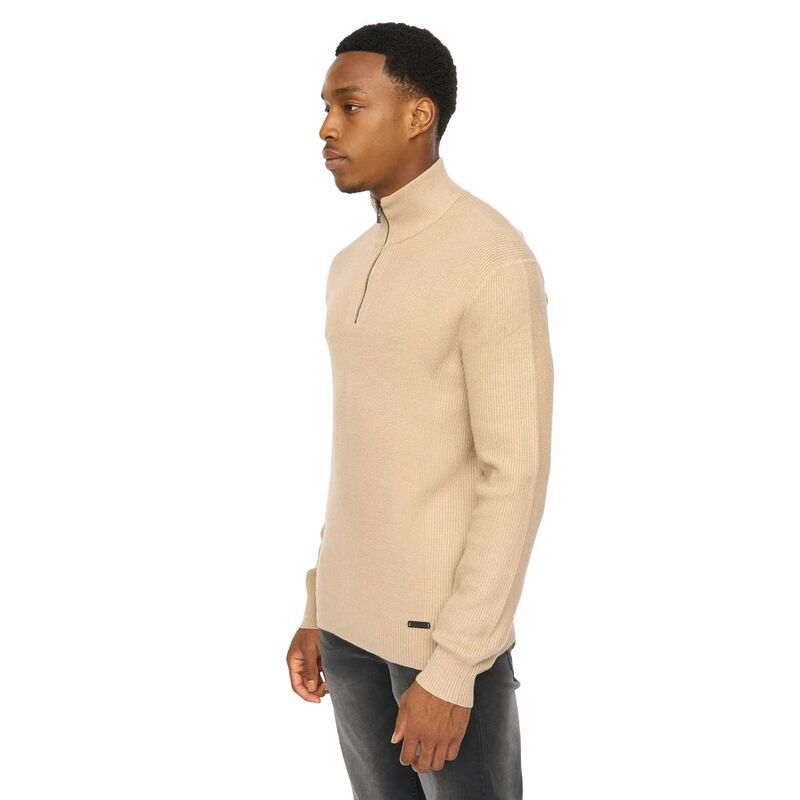 ダックアンドカバー メンズ アウター ニット・セーター ハーフジップ Duck and Cover Mens Potenza Knitted Quarter Zip Jumper Stone ストーン