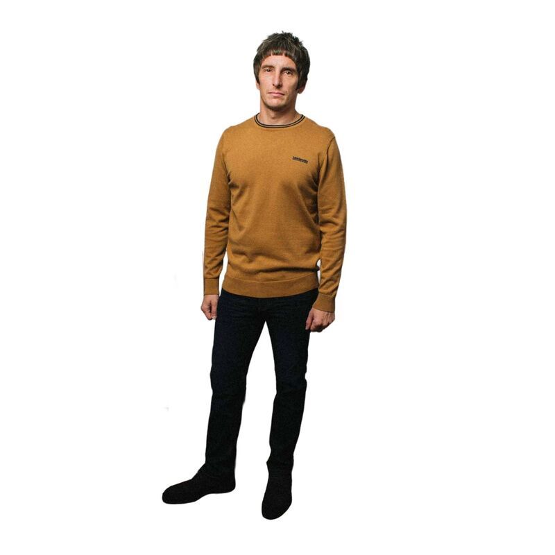 ランブレッタ メンズ アウター ニット・セーター Lambretta Mens Knitted Tipped Jumper Tobacco And Navy ネイビー