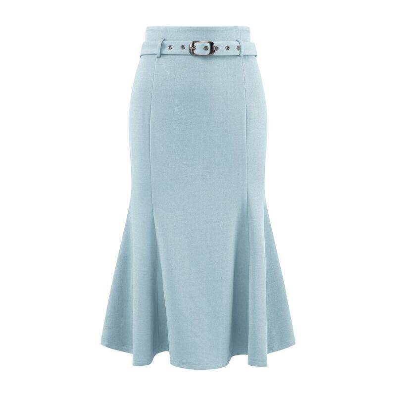 ホンベティ レディース ボトムスカート ハイウエスト ミディ Hombety Womens Elegant Fishtail Skirt High Waist Belted Work Midi Mer