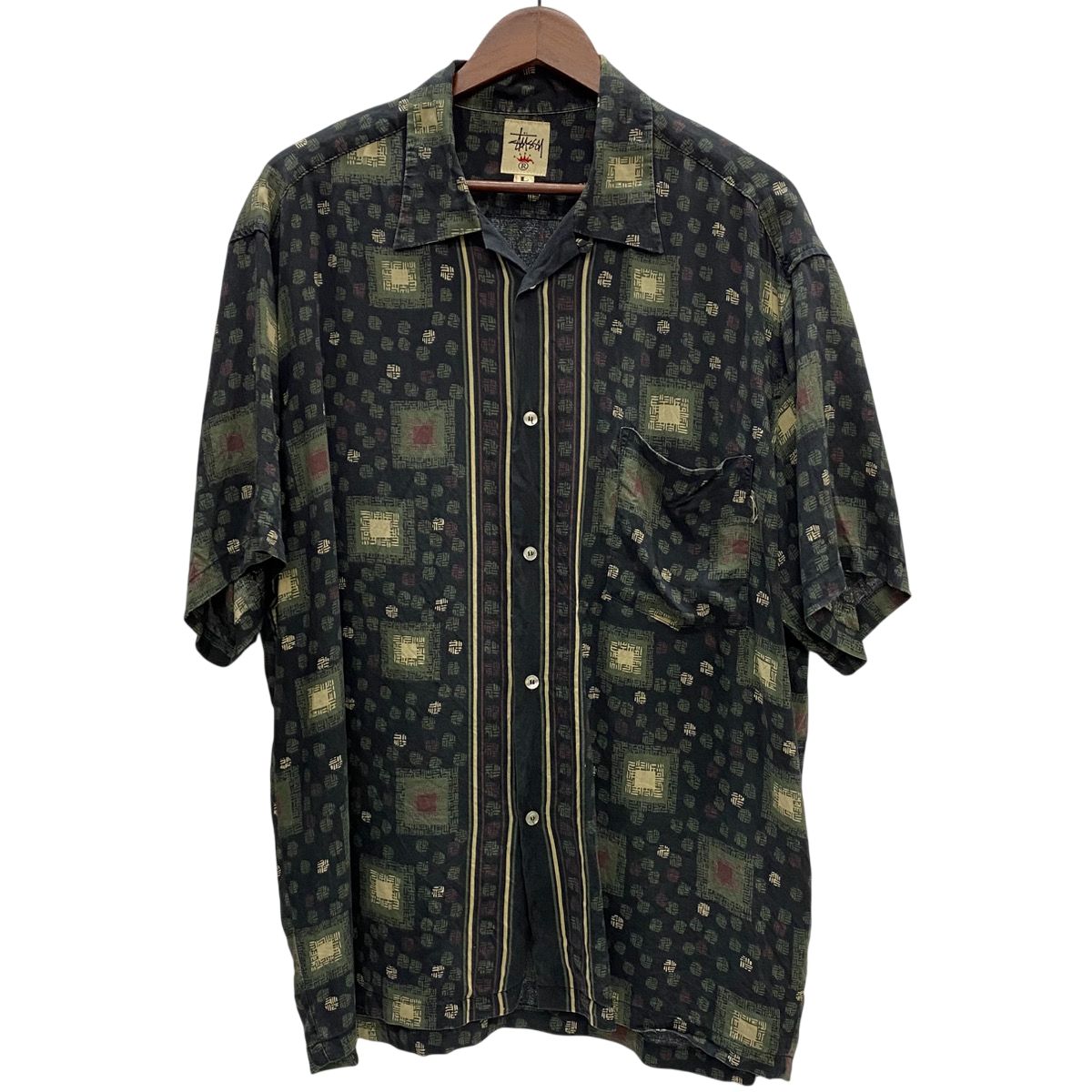 ステューシー STUSSY 90's USA製 レーヨン オープンカラー 和柄 半袖