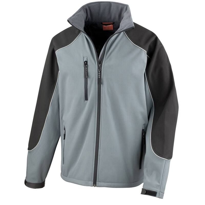 リザルト メンズ アウター ジャケット・ブルゾン WORKGUARD by Result Mens Ice Fell Hooded Soft Shell Jacket Gray And Black ブ