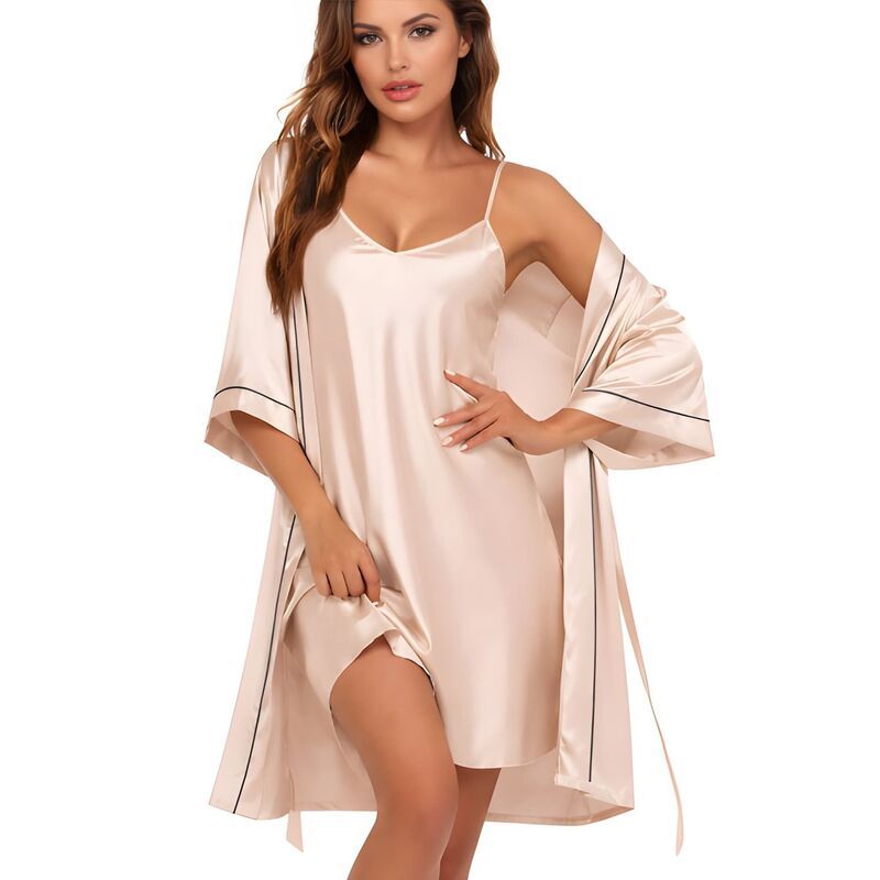 メガリテイラー レディース アンダーウェア ナイトウェア シルク MegaRetailer Women Silk Sleepwear Set Champagne シャンパン