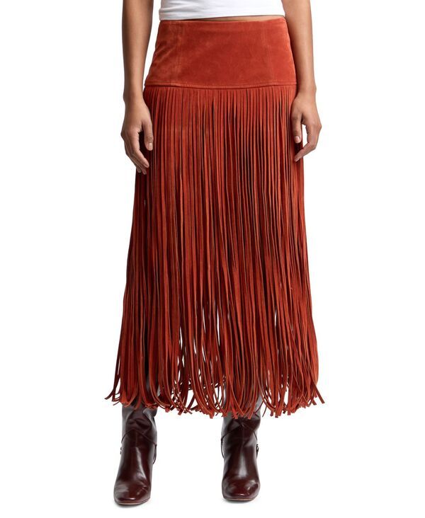 アヴェックレフィーユ レディース ボトムスカート マキシ フリンジ Avec Les Filles Womens Fringe Maxi Skirt Red レッド