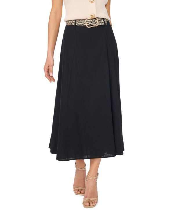 セセ レディース ボトムスカート ミディ CeCe Womens Belted Midi Skirt Rich Black ブラック