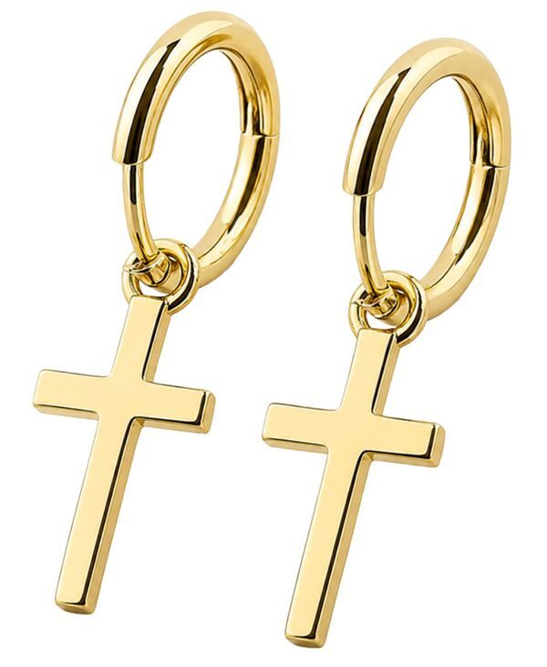 ローナ サットン メンズ アクセサリー ピアス・イヤリング Rhona Sutton Mens Classic 14K Gold Cross Hoop Earrings Gold ゴールド