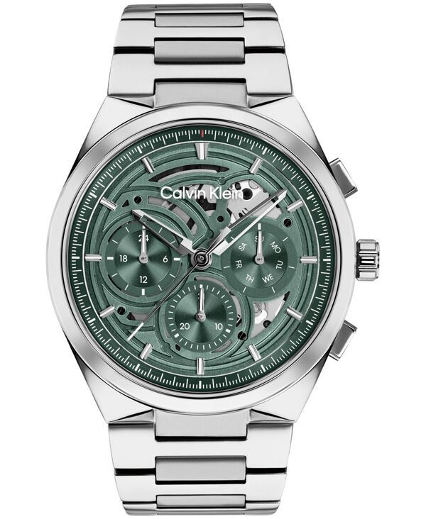 カルバンクライン メンズ アクセサリー 腕時計 Tシャツ Calvin Klein Mens Distinguish Skeleton SilverTone Stainlessteel Bracele