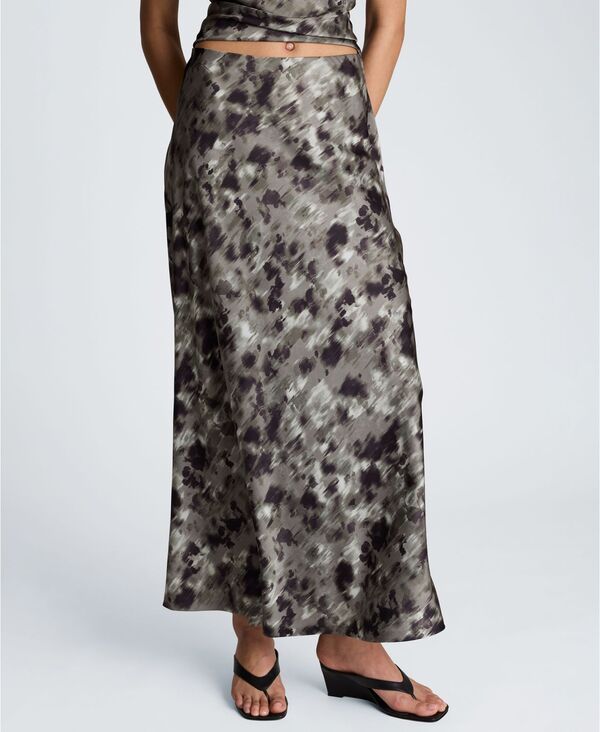 ケネスコール レディース ボトムスカート プリント サテン マキシ Kenneth Cole Womens Printed Satin Fla red Maxi Skirtrtl Green Mlt