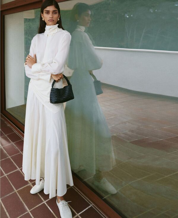 マンゴ レディース ボトムスカート A ライン MANGO Womenscarf Detail ALine Skirt Off White オフホワイト