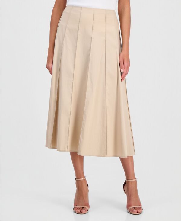 アンクライン レディース ボトムスカート A ライン ミディ Anne Klein Womens PullOn Paneled ALine Midi Skirt Safari