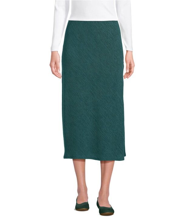 ランズエンド レディース ボトムスカート ミディ Lands End Womens Crinkle Midi Skirt Deep forest フォレスト
