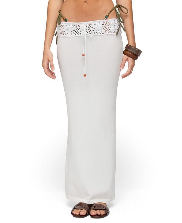 アディクテッド レディース ボトムスカート ニット マキシ Edikted Womens Maven Crochet Waist Knit Maxi Skirt White ホワイト