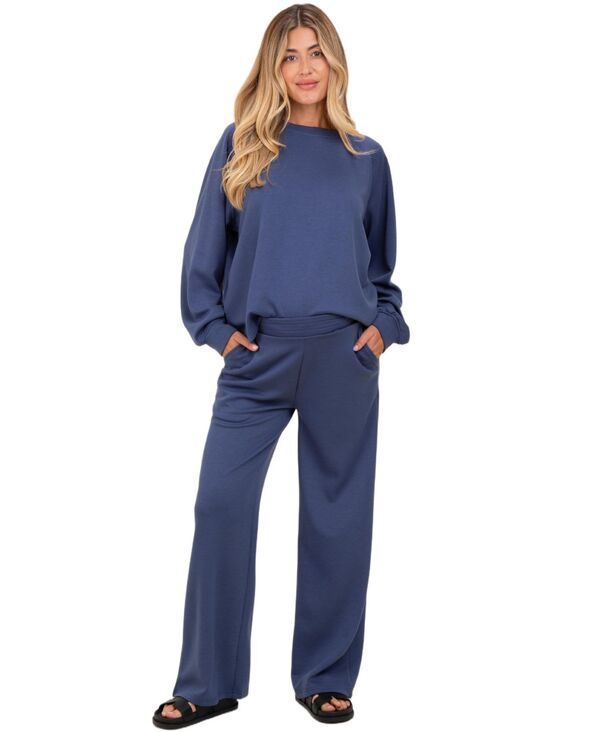 ピンクブラッシュ レディース アウター パーカー・スウェット クルーネック Pinkblush Womens Blue Crewneck Pullover Pant Set Blue ブルー