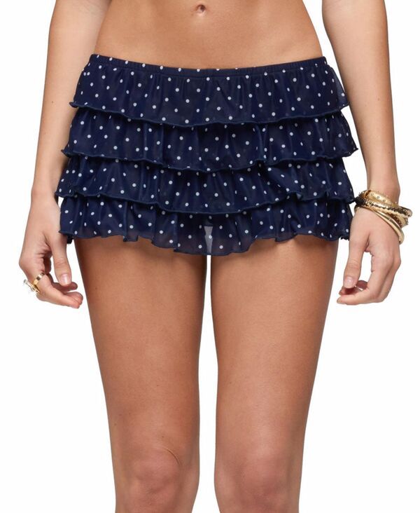 アディクテッド レディース ボトムスカート ドット柄 ドット フリル メッシュ Edikted Womens Ruffled Polka Dot Mesh Micro Skort Navyandwhi