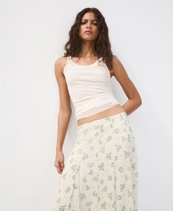 マンゴ レディース ボトムスカート フラワー柄 フラワー MANGO Womens Floral Godet Skirt Off White オフホワイト