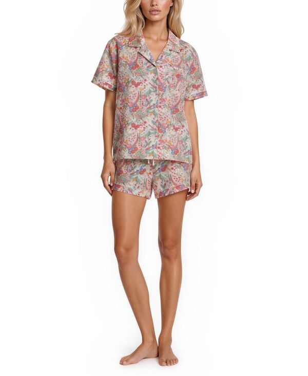 ベラブラッドリー レディース アンダーウェア ナイトウェア プリント シャツ ショートパンツ Vera Bradley Womens Iconic Print Notch Collar Shirt a