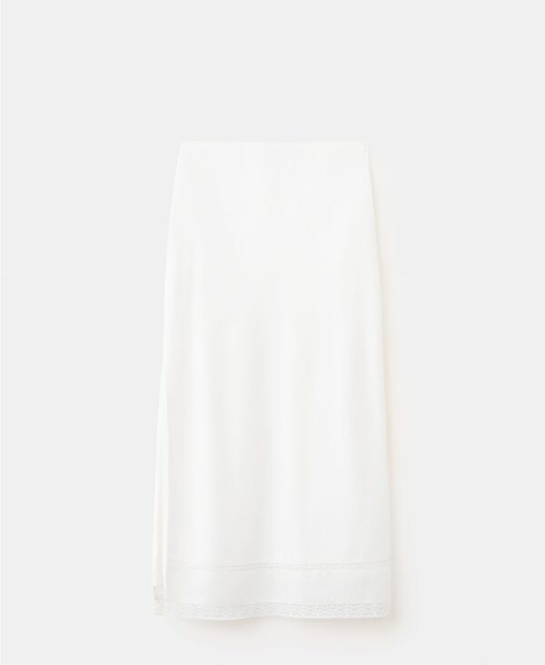 マンゴ レディース ボトムスカート レース リネン MANGO Womens Lace Details Linen Skirt Off White オフホワイト