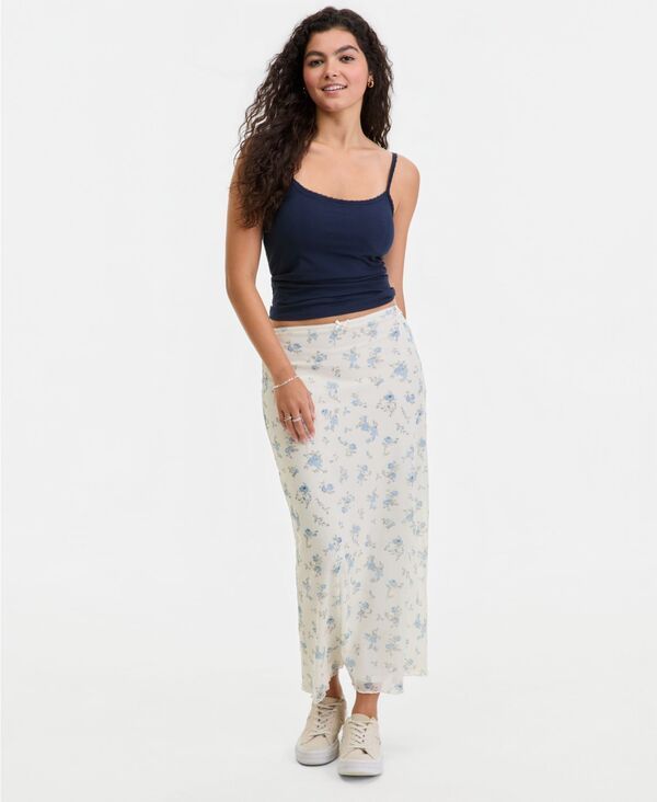 ヒッピーローズ レディース ボトムスカート プリント メッシュ ミディ Hippie Rose Juniors Printed Mesh Midi Skirt Whisper White ホワイト