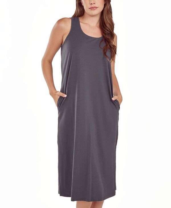 アイコレクション レディース アンダーウェア ナイトウェア ニット iCollection Womensoft Knitank Dress with Side Pockets Charcoal チャコ