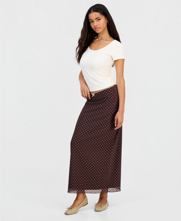 ヒッピーローズ レディース ボトムスカート プリント メッシュ ミディ Hippie Rose Juniors Printed Mesh Midi Skirt Chocolate Brown ブラウン